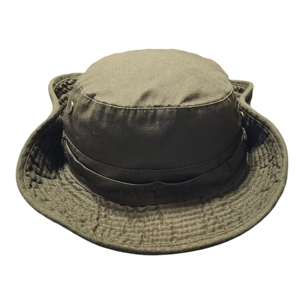 Olive Green Boonie Hat With Adjustable Strap & Ventilation Eyelets - Picture 4 of 7